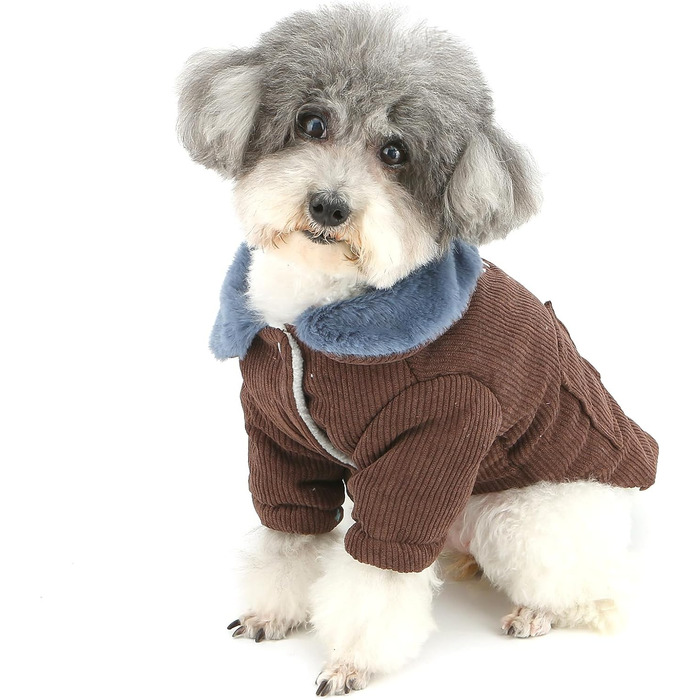 Теплий флісовий куртка для собак породы чихуахуа XL, коричневий, з D-порогом та кишенею