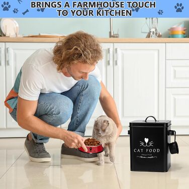 Контейнер для корму для котів Meraki Home, матовий чорний