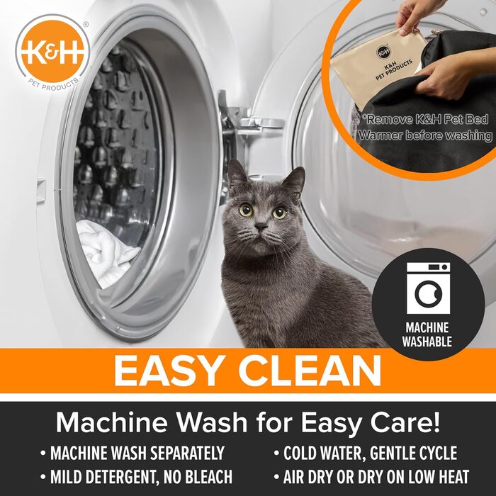 K&H PET PRODUCTS Термо-лежак для котів і малих собак, круглий, з підігрівом, для дому, велике тепле ліжко для котів