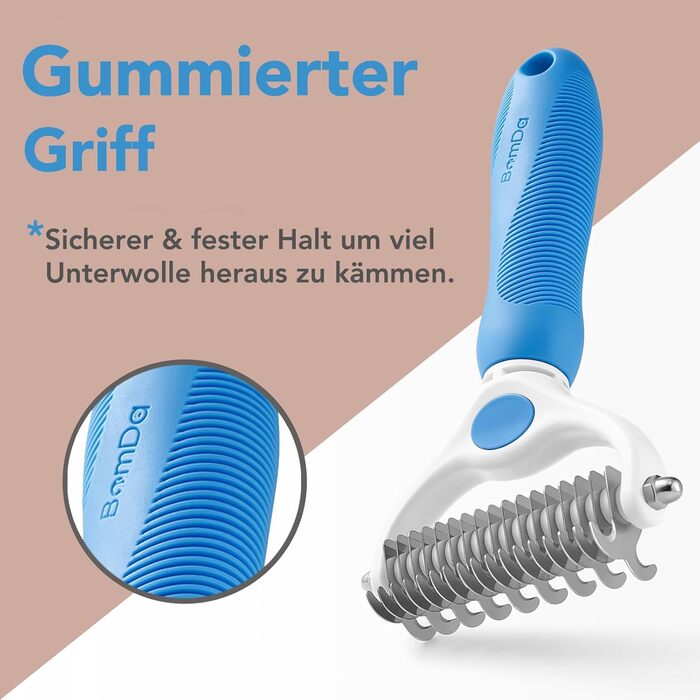Двостороння щітка для собак та котів з довгою шерстю, видаляє підшерсток та ковтуни. Професійна щітка для грумінгу домашніх тварин (Блакитна)