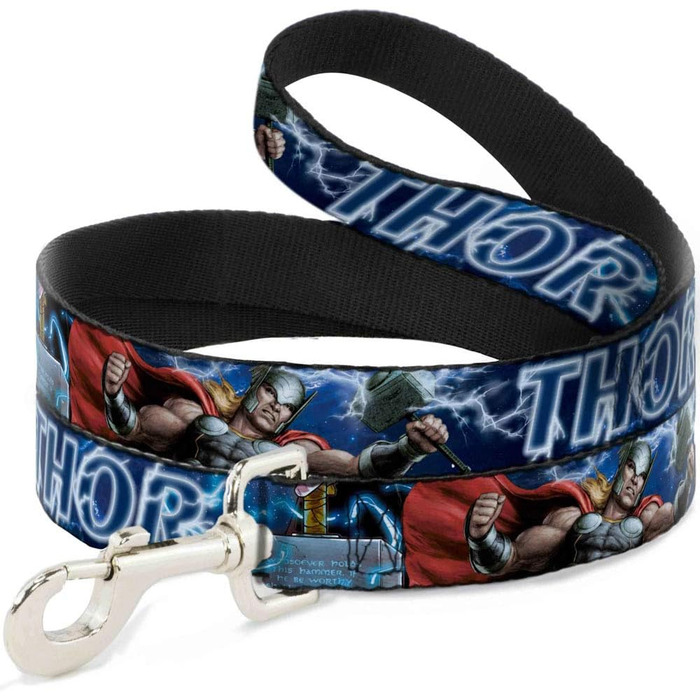 Повідок для собак Buckle-Down Avengers Thor Hammer, 120 см, 3,8 см, синій з білим, міцний нейлон