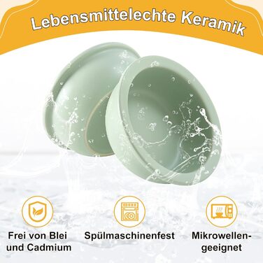 Набір мисок для котів GUUSII HOME (2 шт.) з кераміки, 360 мл, зелені, 14 см