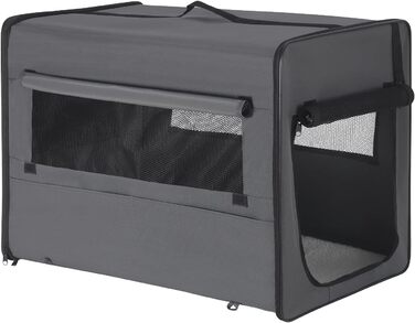 Складаний контейнер для собак EUGAD 74x56x49 см, для середніх порід, автопереноска, транспортна сумка для собак і котів, сірий