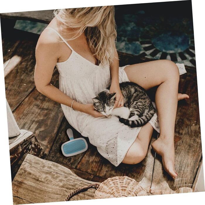 Масажна щітка для тварин ULTECHNOVO 3 шт. для котів та собак з довгим хутром, синього кольору, 15x10x2.2 см