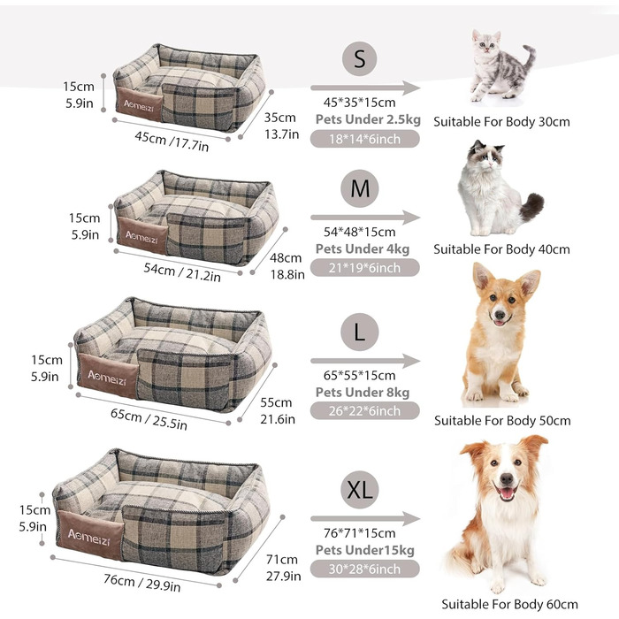 Ортопедичне ліжко для собак PETCUTE, середнього та великого розміру, знімний та пральний чохол, неслизьке дно, м'яке диван-ліжко, сірий колір, M, класичний сірий