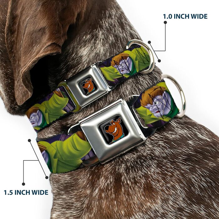 Нашийник для собак Buckle Down Scooby-Doo, регульований, 22,9–38,1 см, чорний, повнокольоровий принт