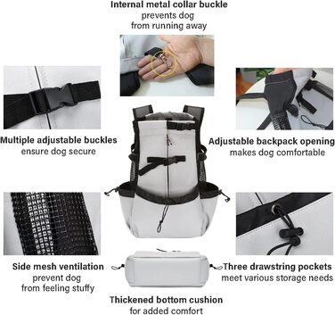 Рюкзак для собак Manon Rosa, регульований, зручний, для подорожей, походів, кемпінгу, для маленьких, середніх собак, котів, цуценят (середній, білий) Medium Weiss/opulenter Garten