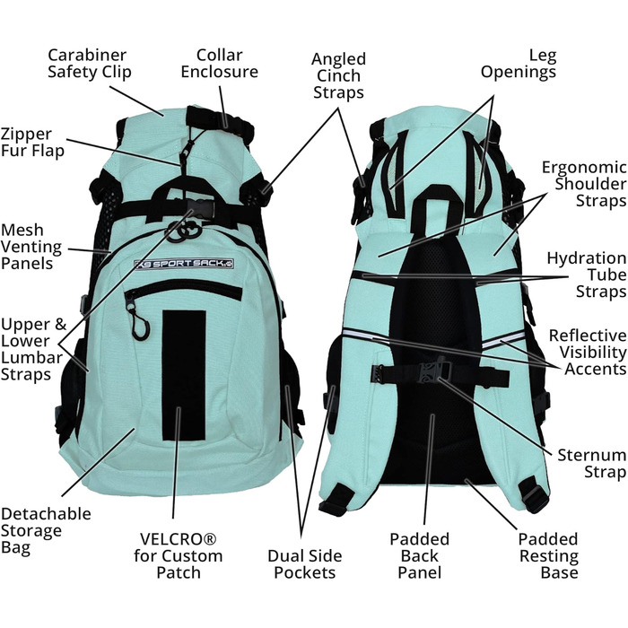 K9 Sport Sack рюкзак-переноска для собак, вентиляція, регульований, для малих і середніх порід, ветеринарне схвалення, сірий, розмір L