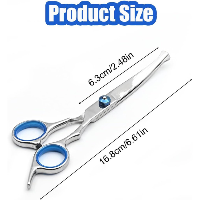 Ножиці для грумінгу собак, нержавіюча сталь, вигнуті ножиці для догляду за тваринами з безпечними закругленими кінцями, для собак та котів