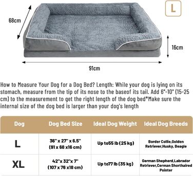 Ортопедичне ліжко для собак з піною з пам'яті, знімний та пральний чохол, подушка-гніздо, неслизький килимок та водонепроникний наповнювач. Ліжко для собак з високим бортиком (91*69 см)