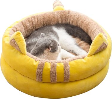 PETCUTE Будиночок-ліжко для котів і собак, зимовий, м'який знімний чохол, протиковзка основа, для котів, кошенят, цуценят, зручний кошик-домік