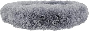 Ляжка для собак Benno® Balu, 70x70x16 см, сіра, кругла, з плюшем, з полипропиленовою начинкою, миється, з неслизьким дном, з іграшкою-кісткою