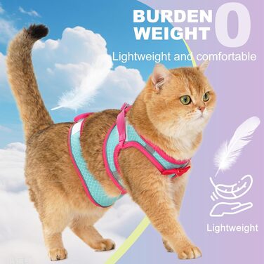 Шлейка для котів та маленьких собак, кроликів: легка, дихаюча, чорна (S, Рожевий)