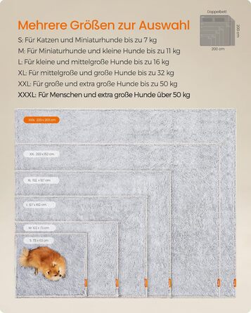 Водонепроникний килимок для собак Feandrea з довгим плюшем, XXXL (229 x 203 см), Sherpa, двосторонній, для собак, людей, котів