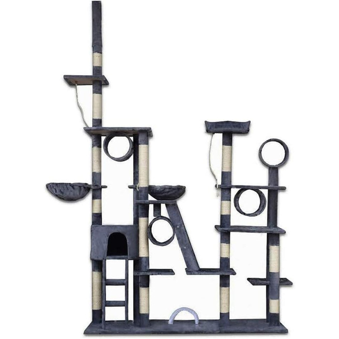 BITUXX® Декерховий котячий будиночок з кігтеточкою, ігровий комплекс для котів, регульована висота 230-250 см (темно-сірий)