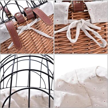 Плетенний велосипедний кошик для котів з дрітчастою кришкою | Велосипедний кошик для тварин з лози | Знімний переносник для собак, цуценят та котів