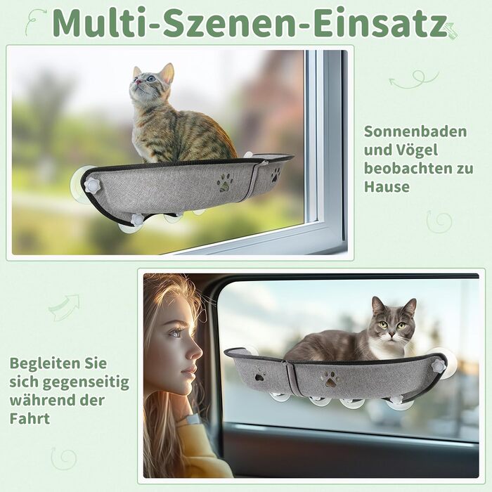 Кішка ліжко на вікно GUUSII HOME - гамак для котів, сіре, 71x19x9 см
