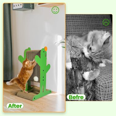 Двостороння кігтеточка для котів YEMOO з картону, T-подібна, з сизалевими кулями та іграшками, для захисту стін та диванів