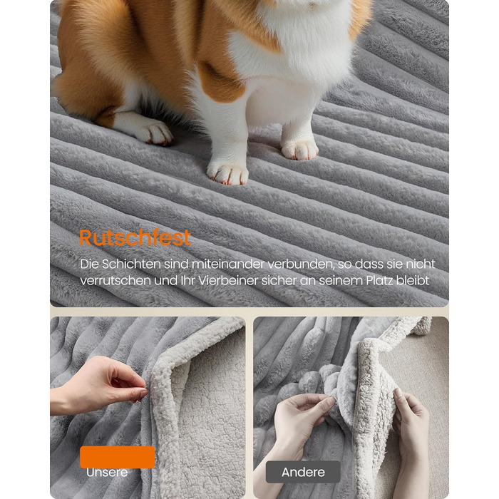 Водонепроникний килимок для собак Feandrea, XL (152 x 127 см), для великих та середніх собак, двосторонній, миючий, сірий та світло-сірий