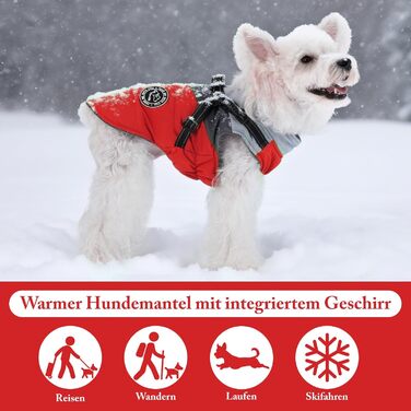 Водонепроникний собачий теплий зимовий плащ/жилет для собак маленьких, середніх та великих порід. З флісовою підкладкою, світловідбиваючими елементами. Червоний + сірий.
