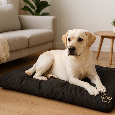Килимок для собак, лежанка для собак - великий, середній, маленький, водонепроникний, м'який, для дому та на вулицю, 90x60x8 см (чорний)