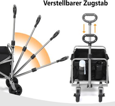 Бонло Котловий візок складний, 100 кг, 600D Оксфорд, сталевий каркас, 74,5×45,5×84 см, чорний