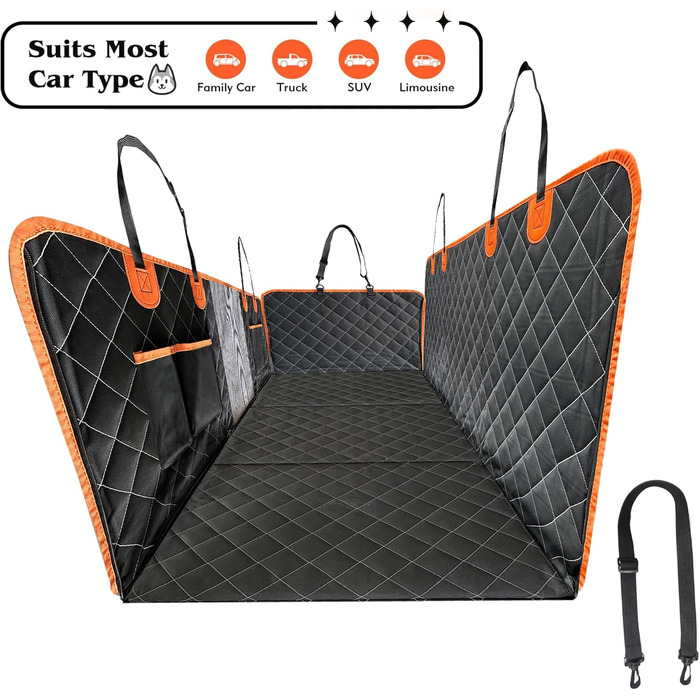 Захисний чохол на сидіння автомобіля для собак, великих порід, водонепроникний, стійкий до подряпин, з кишенями та сіткою, антиковзаючий, для подорожей