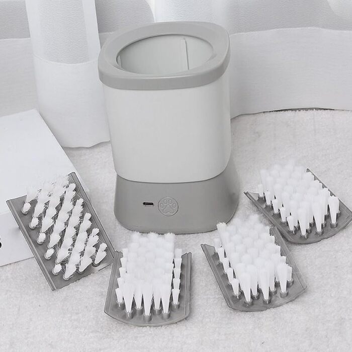 Автоматичний очищувач лап для собак, портативний, вологостійкий, 2 швидкості, аксесуари для догляду, ідеально для подорожей, кемпінгу та піших прогулянок (сірий)