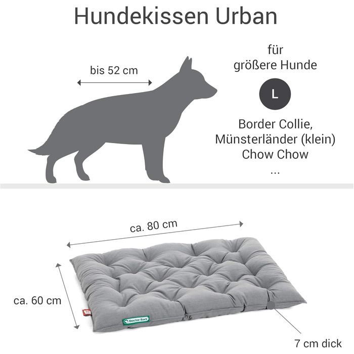 Ортопедична лежанка для собак Doctor Bark Urban - 80x60 см, сірий - виготовлено в Німеччині