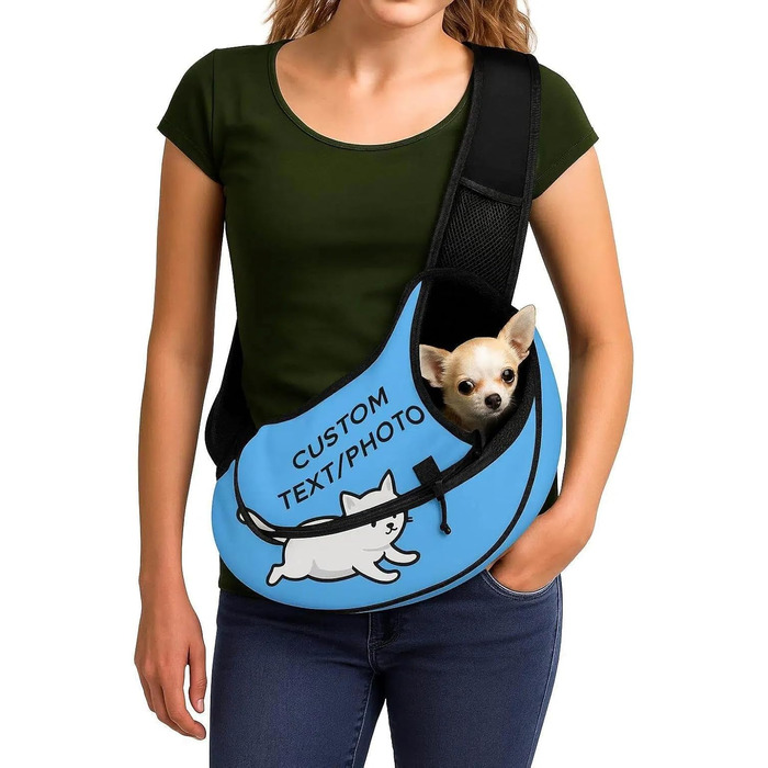 Персоналізована сумка-переноска для собак, з фото/текстом, для маленьких собак, Crossbody, для прогулянок та велосипеда