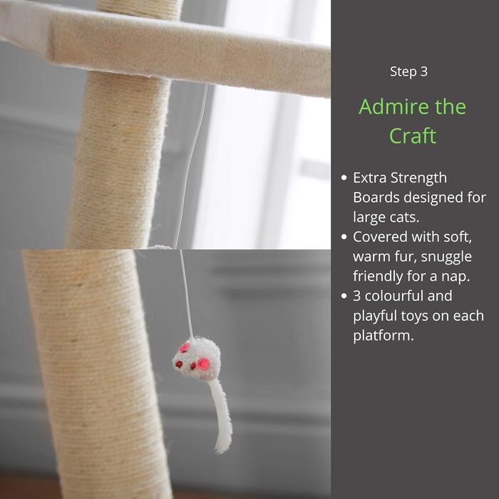 Кігтеточка-деревце Kratzbaum Deckenhoch XL (215-280см) - регульована висота, іграшковий комплекс для котів (бежевий)