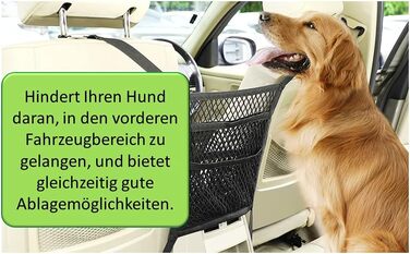 Сітчаста перегородка для собак у машину, універсальна для передніх сидінь, з 2 кишенями для зберігання
