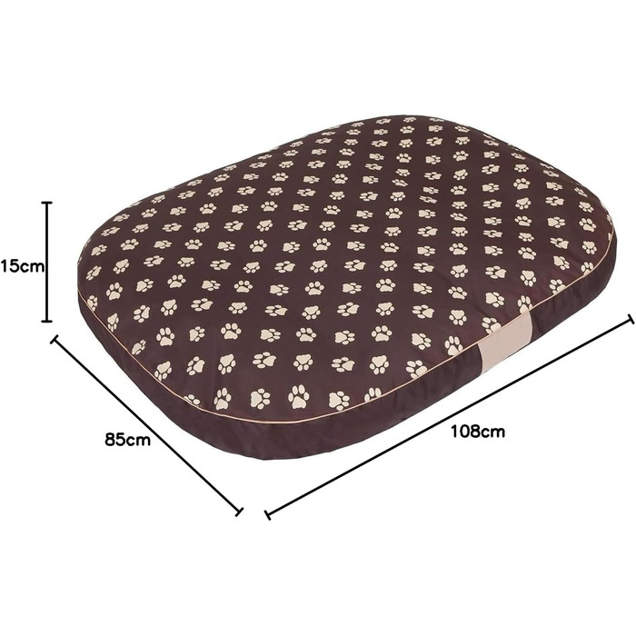 Кругла лежанка для собак Oval - водонепроникна, м'яка, для будь-яких порід, 70x50x15 см (XL 108x85x15 см), коричнева з лапами