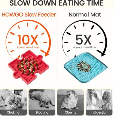Іграшка-головоломка для собак та котів HowGo з 38+ присосками | Антиковзка, міцна, з силікону без BPA | Зменшує нудьгу та тривогу (1 шт, Червоний)