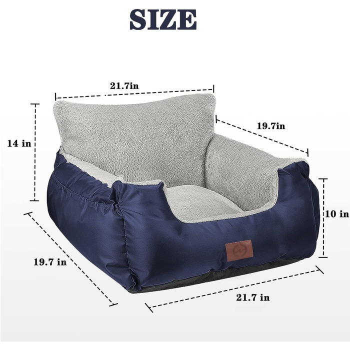 Автокрісло для собак та котів GoFirst, підвищення для тварин, переноска з кишенькою та страхувальним ременем, водовідштовхувальне, тепле, безпечне, Marineblau (темно-синій)