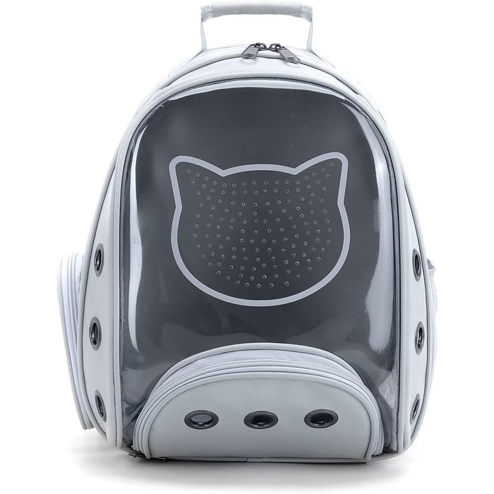 Рюкзак для котів та маленьких собак PETCUTE, дихаючий, знімний килимок, до 6 кг, з прозорим вікном, для подорожей (світло-сірий)