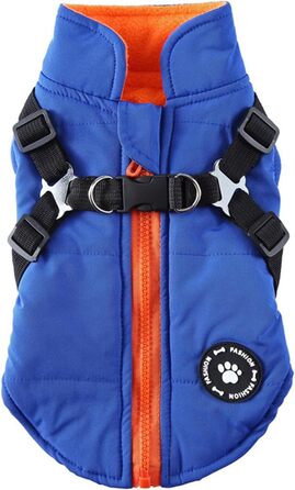 Тепла куртка для собак на блискавці, водонепроникна та вітронепроникна, перевертається, блакитна, розмір S