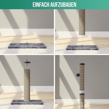 Котячий будиночок-когтеточка Avalo з іграшкою - 36x36x74 см - Темно-сірий