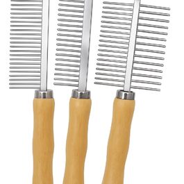 Набір для грумінгу TopMed ETS: 3 нержавіючі гребені, бамбукова ручка, для собак, котів та інших тварин