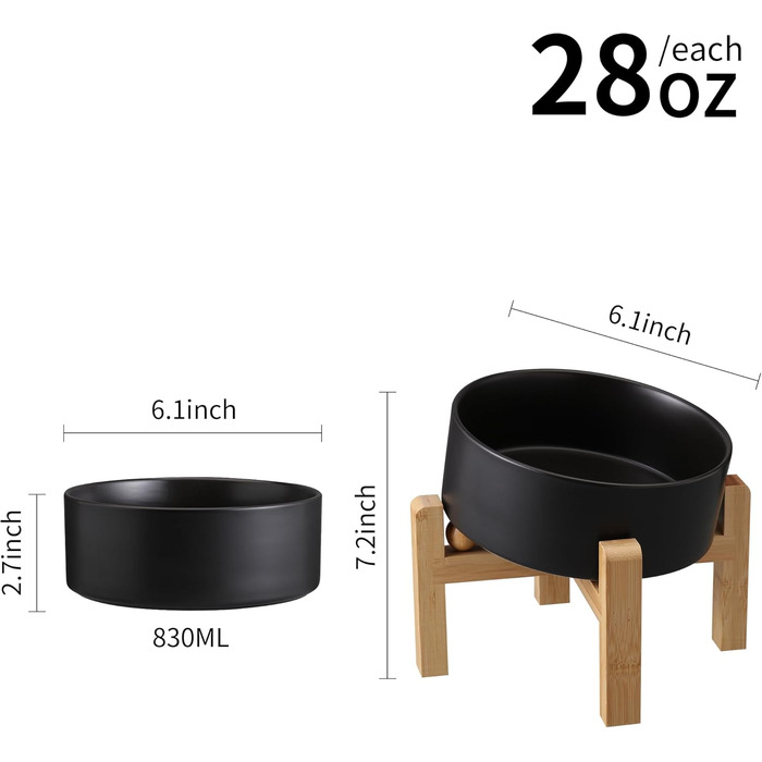 Накладна керамічна годівниця для собак середніх та великих порід, 15° нахил, протиковзка, сіра/біла, 7.6 літрів