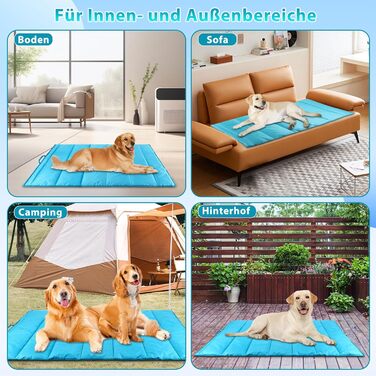 Водонепроникний килимок для собак FHTONGE 120x70 см: зручна та миюча підстилка для собак середніх та великих порід, ідеальна для подорожей, кемпінгу, відпочинку на вулиці та вдома (X-Large, блакитний)
