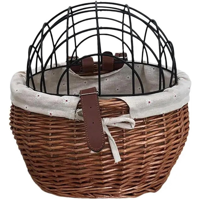 Корзина для собак та котів на велосипед, ручна робота, плетені з лози, коричнева