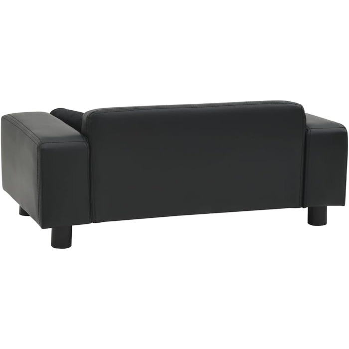 Диван для собак VidaXL, чорний, 81x43x31 см, плюш, штучна шкіра, лежанка для тварин