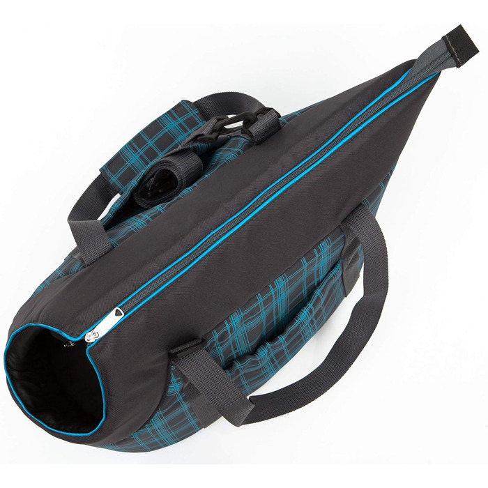 Сумка-переноска для собак і котів розмір S, 20 x 36 x 22 см, блакитна в клітинку