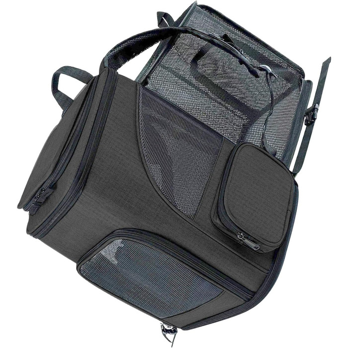 Рюкзак-переноска для котів RASTKY, складана переноска для тварин, міцна переноска для собак та малих тварин до 8 кг, ідеально підходить для візитів до ветеринара, прогулянок у парку, сірий (чорний)