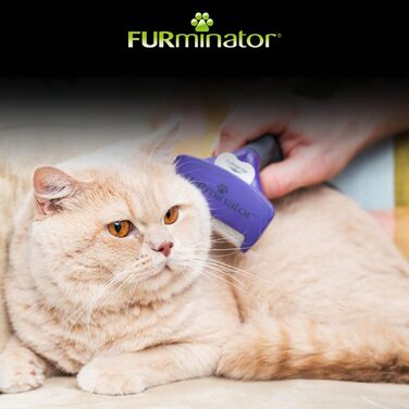 FURminator для котів M-L коротка шерсть – щітка для вичісування підшерстя середніх і великих котів