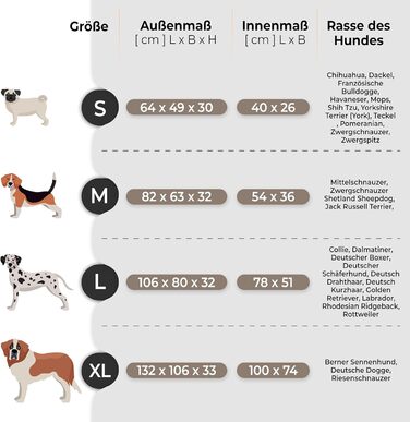 Ліжко для собак Joker - ліжко-кошик для маленьких, середніх та великих собак - м'яке ліжко для собак, диван для собак, знімний та пральний чохол, розмір L: 106 x 80 см, коричневий Fancy L, 106 x 80 см