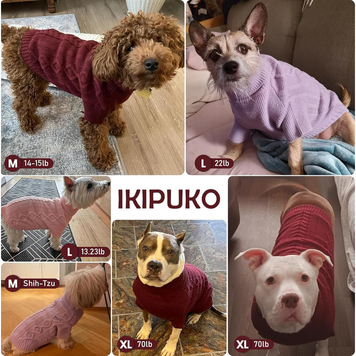 Пуловер для собак на Різдво, теплий зимовий одяг для тварин, зручний вовняний пуловер з коміром для маленьких собак, теплий в'язаний одяг для цуценят, зелений (Small, Pink)