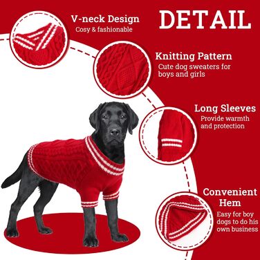 Теплий собачий светр LiebeDD з V-подібним вирізом для маленьких та середніх собак, червоний (M)