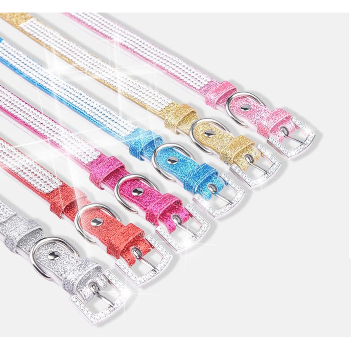 Нашийник для собак Bbmmayy зі стразами, блискучий, з кристалами та діамантами, шкіряний нашийник для маленьких тварин, цуценят (XS, сріблястий)